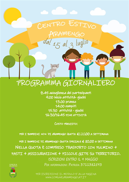 Centro estivo 2026 - COMUNE DI ARAMENGO